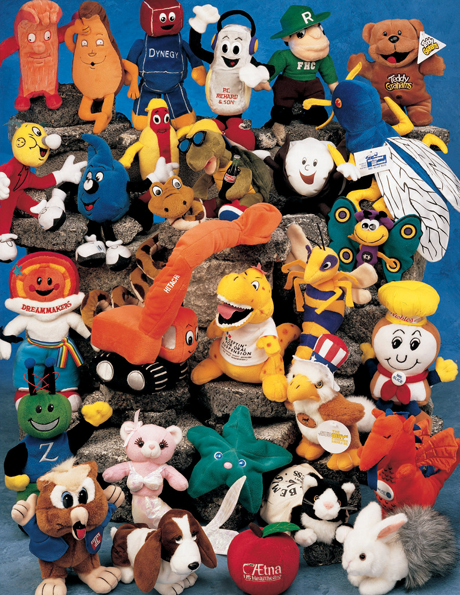 Custom mascots and stuffed animals for sale.