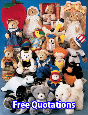 Custom manufatcured plush toys and stuffed animals.