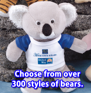 Choose from over 300 styles of stuffed bears and 200 styles of other animals.