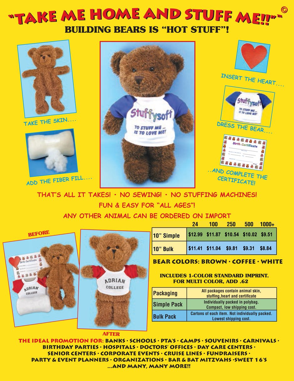 10" unstuffed teddy bears for kids parties and special events.