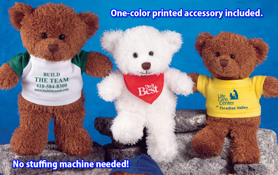 Choose your printed accessory. Our 10" unstuffed bears include a printed accessory.